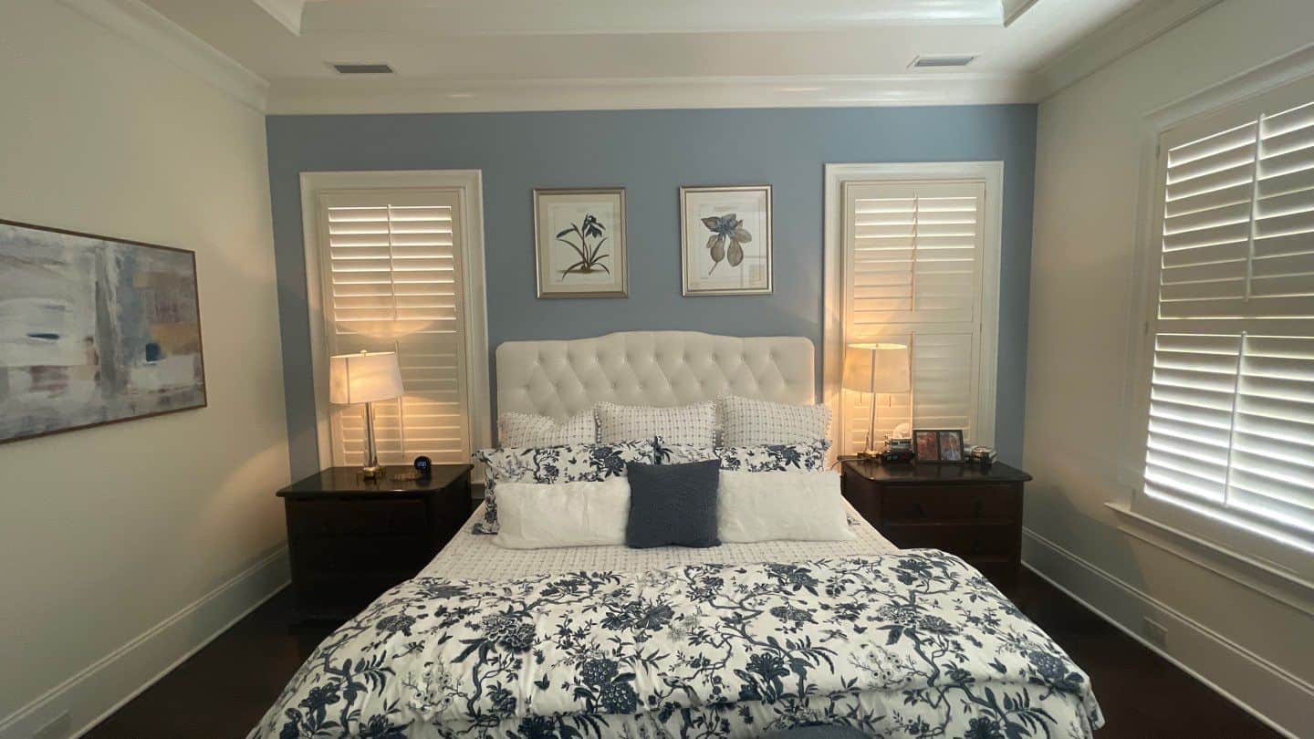 a newly dusty blue painted bedroom- fort mill sc house painters